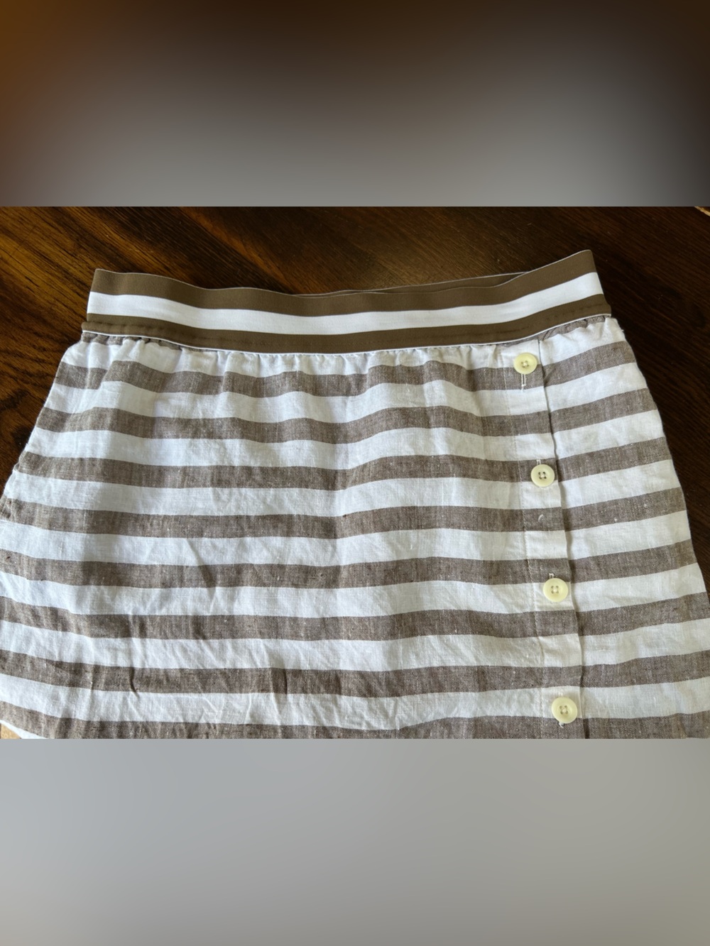 J Jill Love Linen Maxi Skirt Womens Petite S Elastic Waist Striped Button Pocket - Picture 6 of 12
